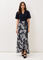 Brogan Lace Skirt Maxi Dress Navy/Ivory