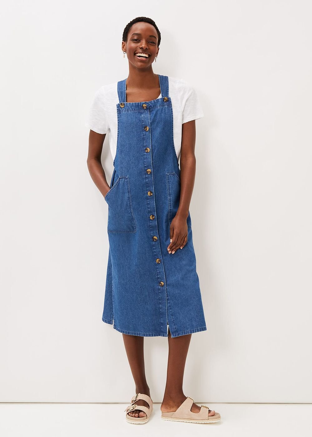 Irena Denim Pinafore Dress Denim