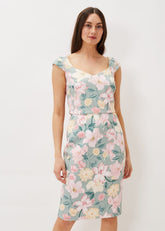 Jessia Floral Scuba Dress Sage/Multi
