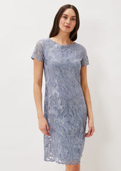 Bea Embroidered Dress Arctic Blue
