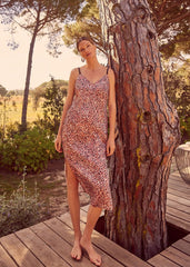 Ellerie Printed Slip Dress Natural