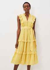 Parissa Cotton Frill Dress Yellow