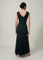 Marigold Tapework Dress Green/Black