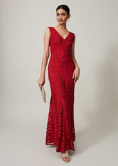 Marigold Tapework Maxi Dress Scarlet