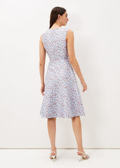 Rosebud Jacquard Fit And Flare Dress Arctic Blue/Pink