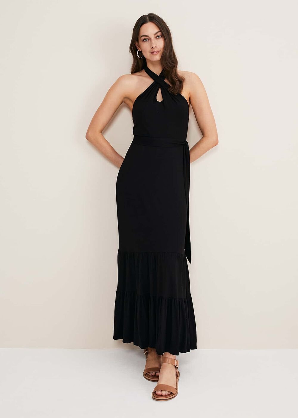 Valeria Jersey Halter Neck Dress Black