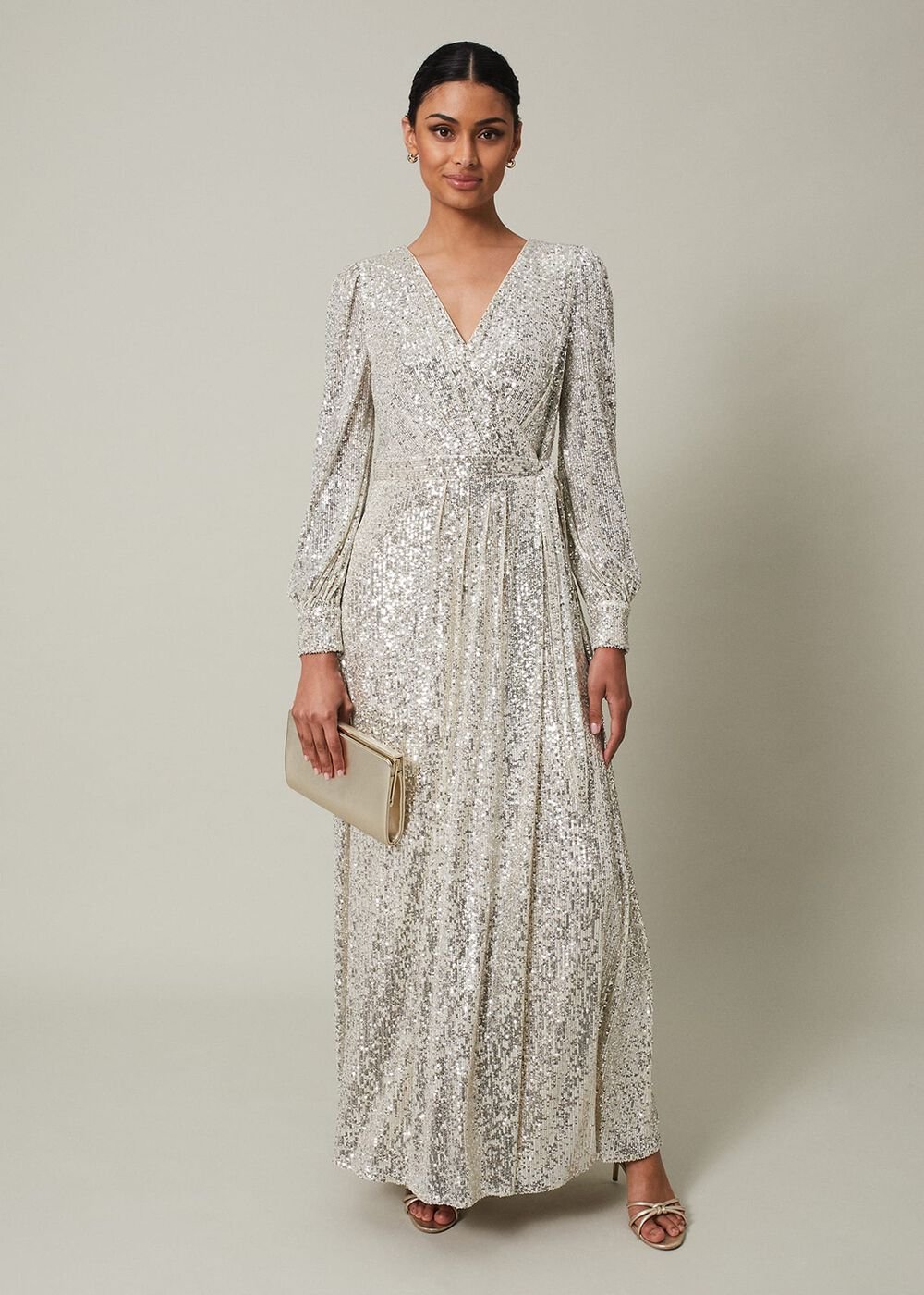 Amily Sequin Maxi Dress Silver