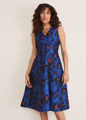 Clarisse Print Jacquard Dress Cobalt/Multi