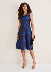 Clarisse Print Jacquard Dress Cobalt/Multi