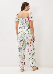 Zaylah Shirred Waist Jumpsuit White