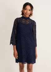Verity Lace Shift Dress Navy