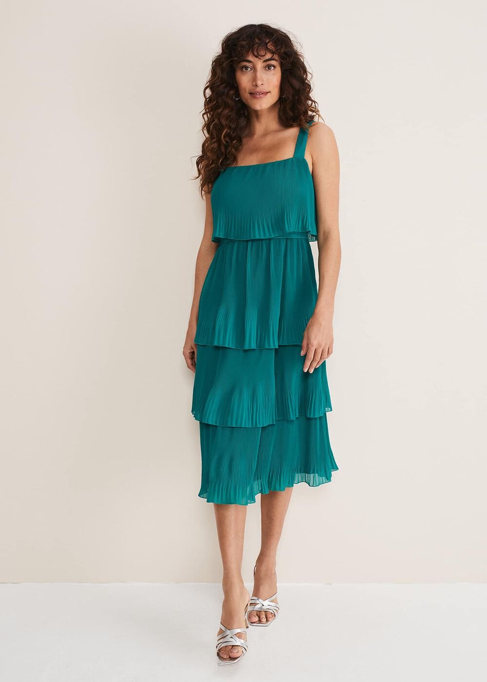 Arria Tiered Midi Dress Malachite