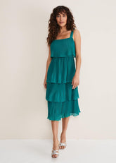 Arria Tiered Midi Dress Malachite