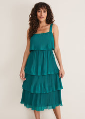 Arria Tiered Midi Dress Malachite