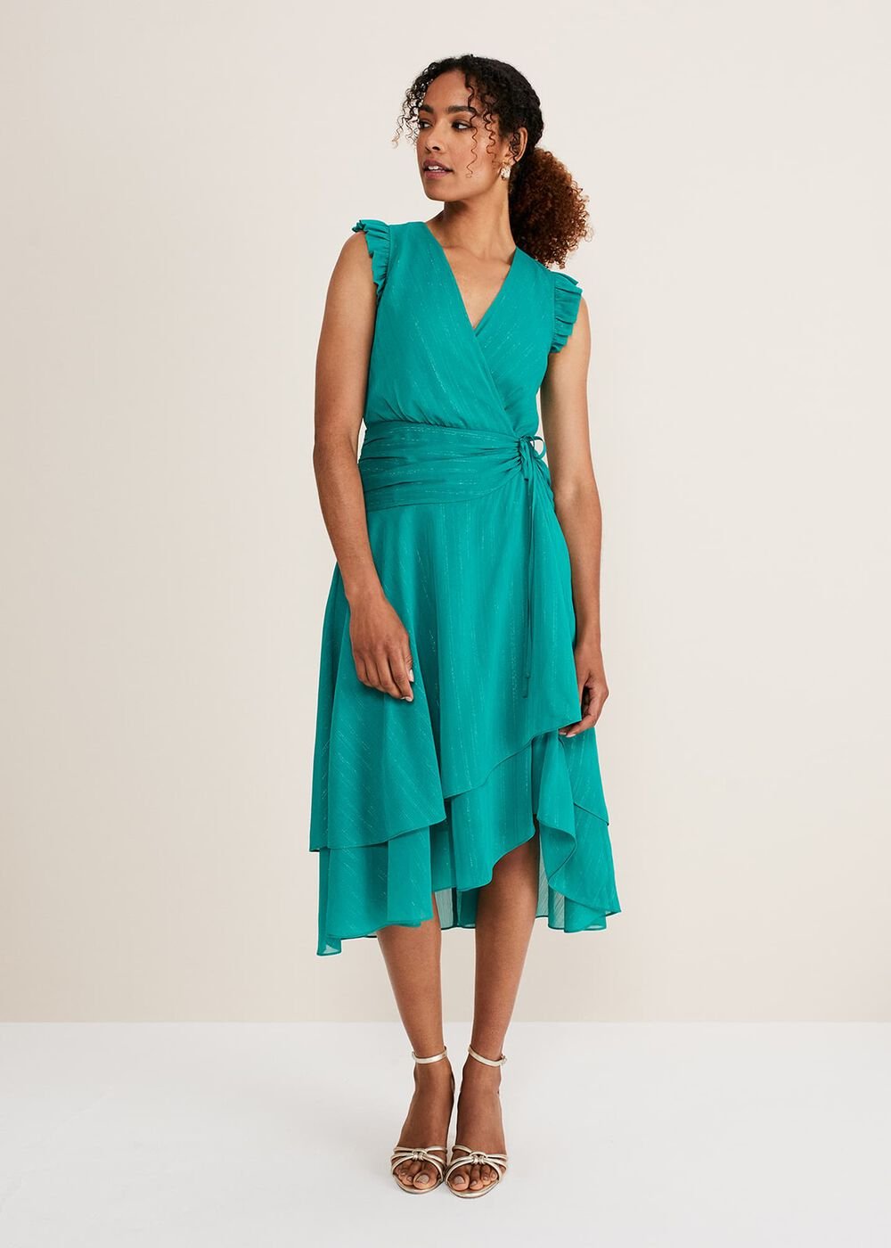 Cressinda Ruched Midi Dress Peacock