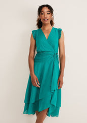 Cressinda Ruched Midi Dress Peacock