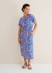 Alina Zebra Print Jersey Dress Pink/Blue