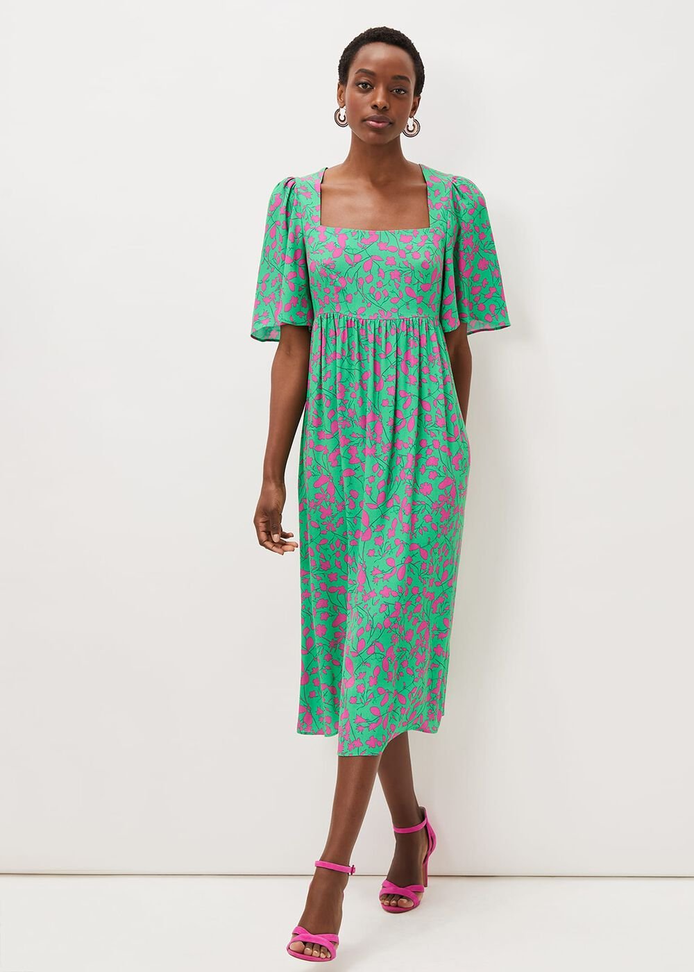 Ayesha Zebra Print Midi Dress Pink/Green