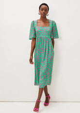Ayesha Zebra Print Midi Dress Pink/Green