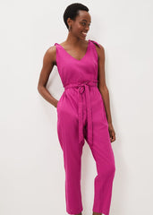 Chessie Linen Tie Jumpsuit Orchid