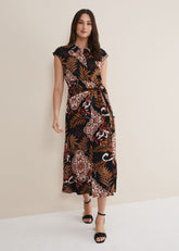 Estelle Paisley Tie Waist Dress Black/Multi