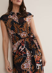 Estelle Paisley Tie Waist Dress Black/Multi