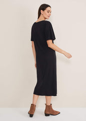 Haden Side Split Midi Dess Charcoal