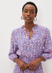 Phillipa Almond Print Short Dress Pink Multi