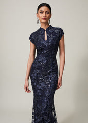 Sofia Embroidered Sequin Dress Black/Midnight