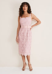 Carrie Midi Lace Dress Clay