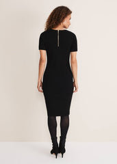 Elsa Ribbed Short Sleeve T-Shirt Dress Black