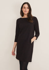 Lenia Check Dress Black/Pewter