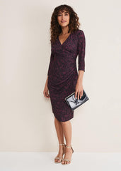 Nieve Leopard Print Dress Black/Purple