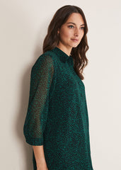 Penelope Chiffon Tiered Mini Dress Green/Black