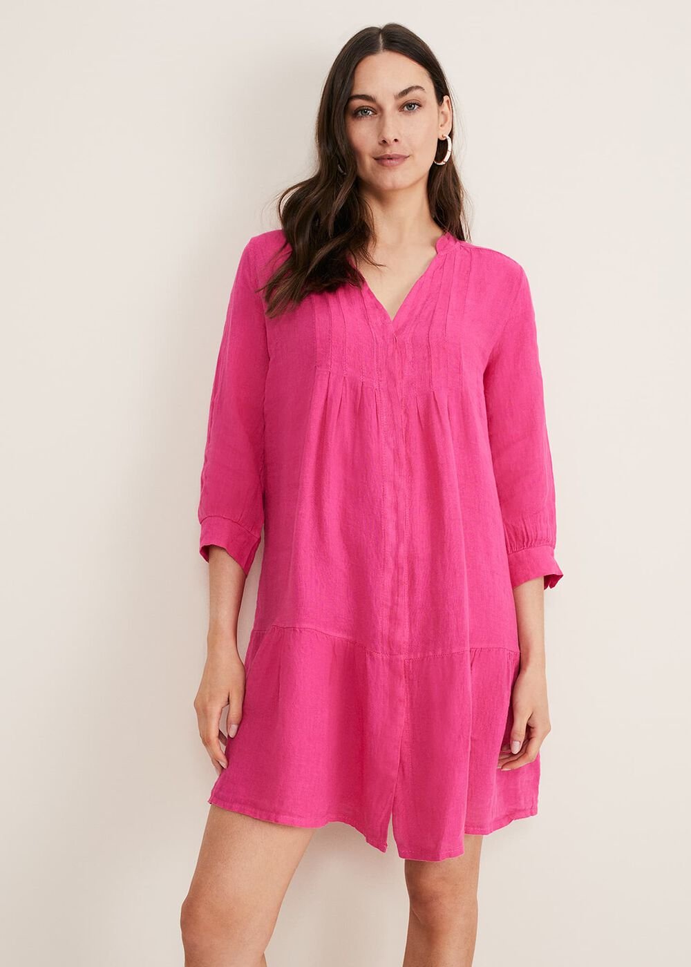 Penele Linen Swing Dress Magenta