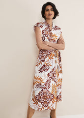 Estelle Paisley Tie Waist Dress Ivory Multi