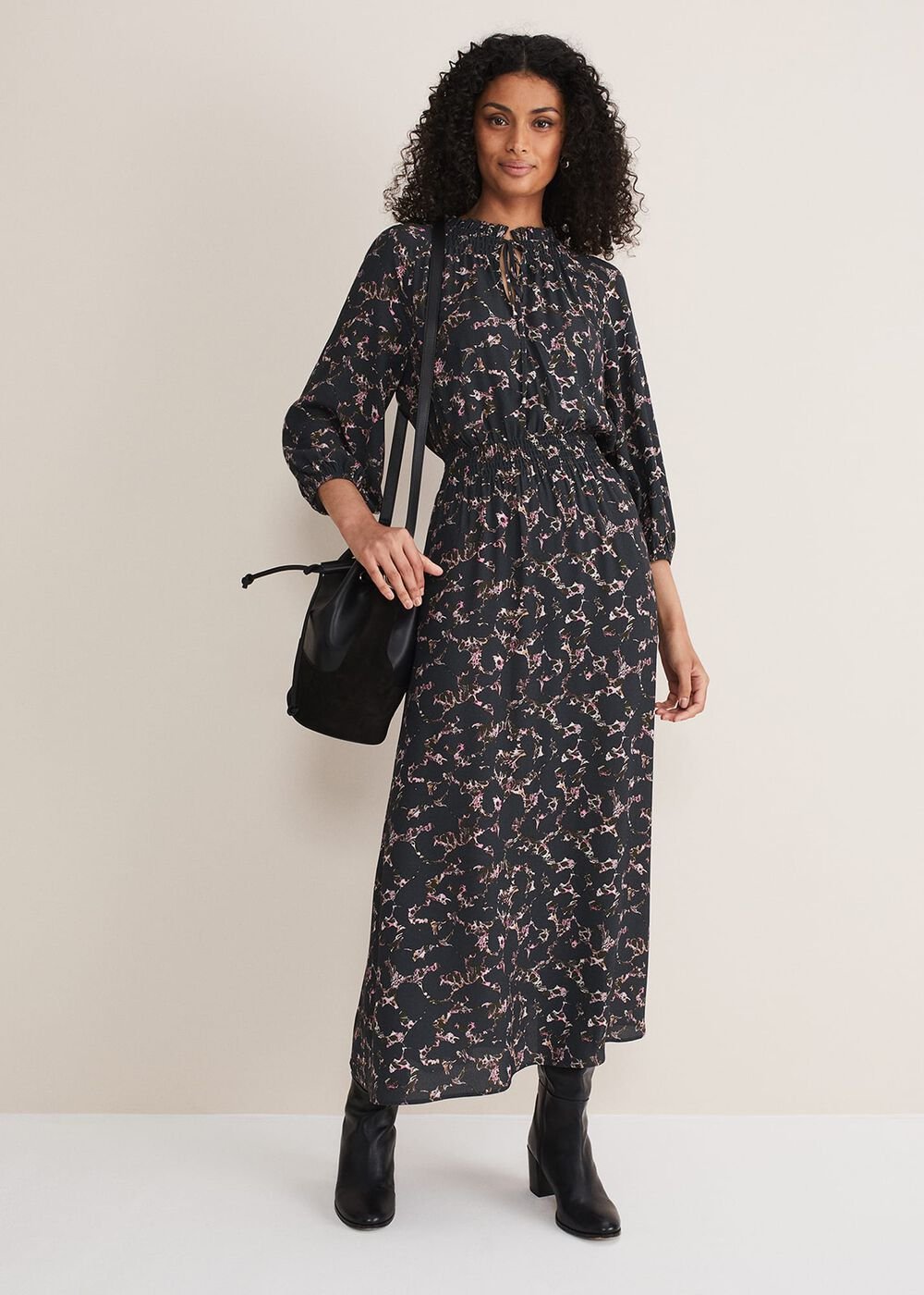 Phillipa Marble Print Midaxi Dress Carbon/Multi