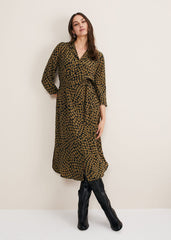 Kesia Hearts Swing Dress Khaki/Black