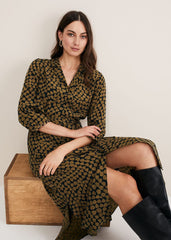 Kesia Hearts Swing Dress Khaki/Black