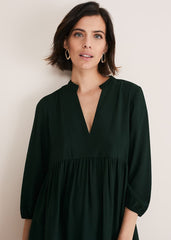 Jayde Tiered Midaxi Dress Dark Green
