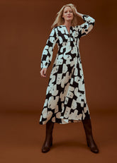 Black & White Abstract Maxi Dress Ivory/Black
