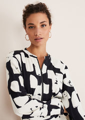 Black & White Abstract Maxi Dress Ivory/Black