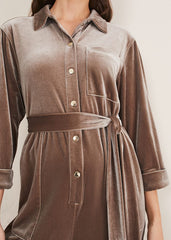 Nala Velvet Jumpsuit Mushroom