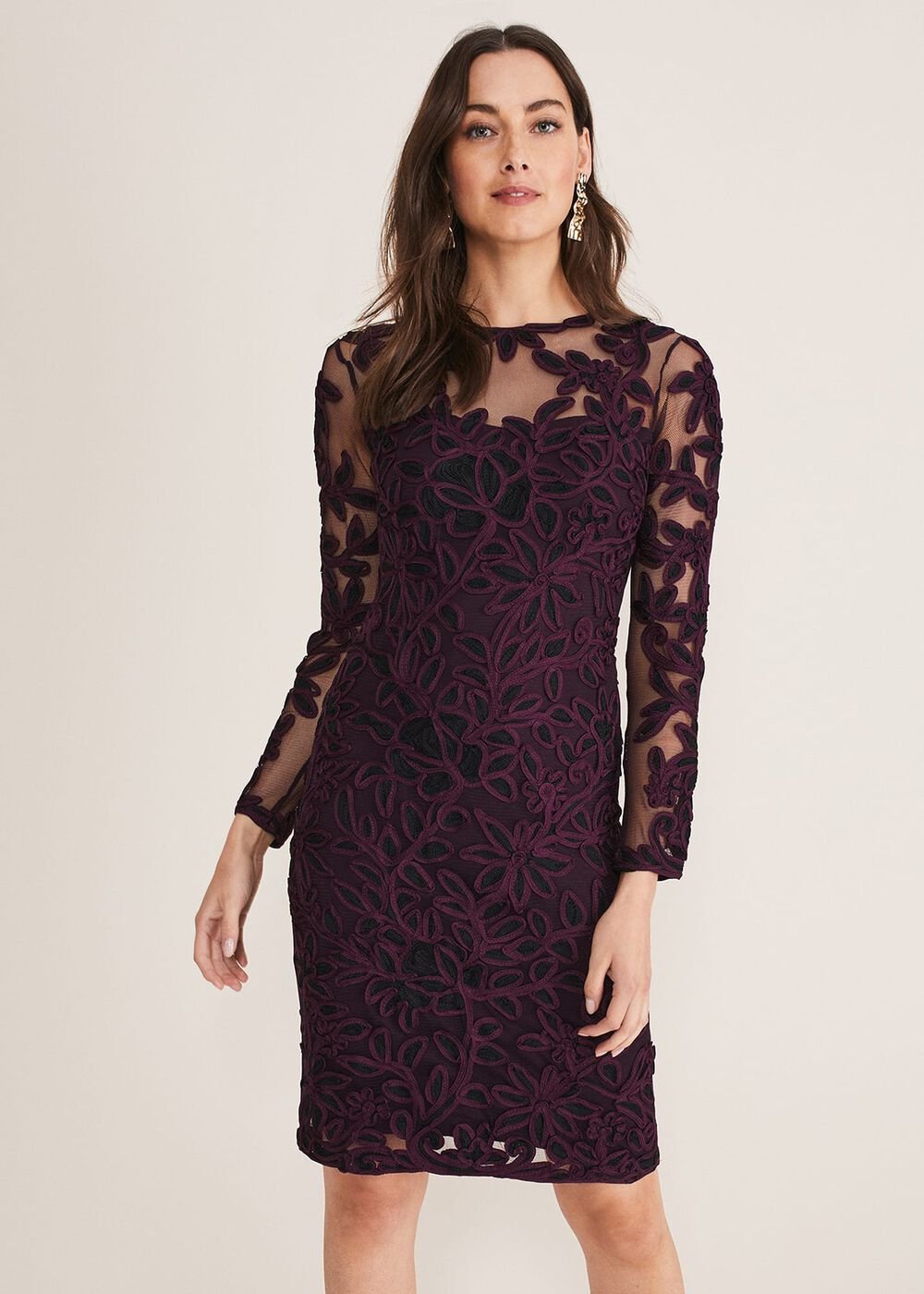 Madison Tapework Dress Black/Plum