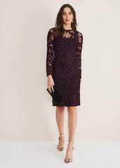 Madison Tapework Dress Black/Plum