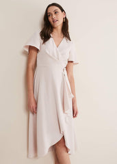 Julissa Ruffle Wrap Midi Dress Cameo