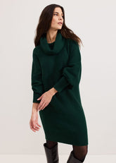 Dahlie Chunky Knit Tunic Mini Dress Green