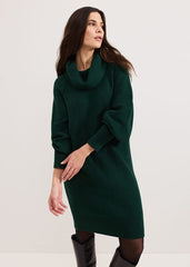Dahlie Chunky Knit Tunic Mini Dress Green
