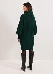 Dahlie Chunky Knit Tunic Mini Dress Green