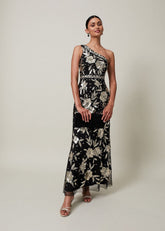 Serafina Embellished Maxi Dress Black/Gold